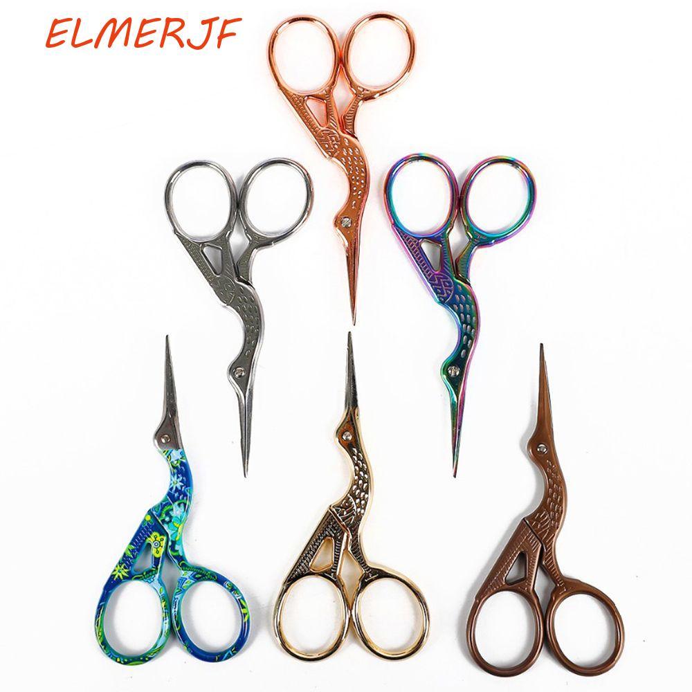 ELMEJF กรรไกรสแตนเลสนกเย็บปักถักร้อยเล็บเครนคลาสสิกกรรไกร