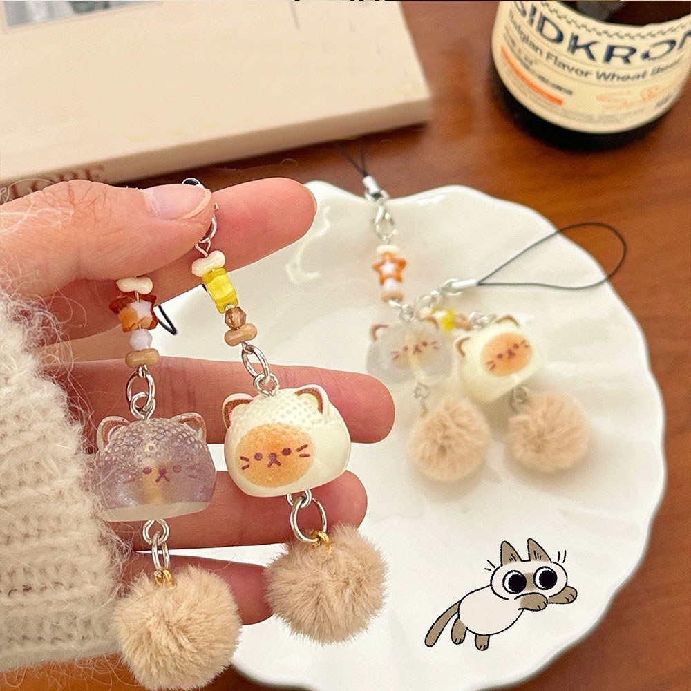 น่ารักการ์ตูนแมว Key Chain น่ารัก Plush Ball Key แหวนสําหรับโทรศัพท์กรณีเครื่องประดับเพื่อนของขวัญ