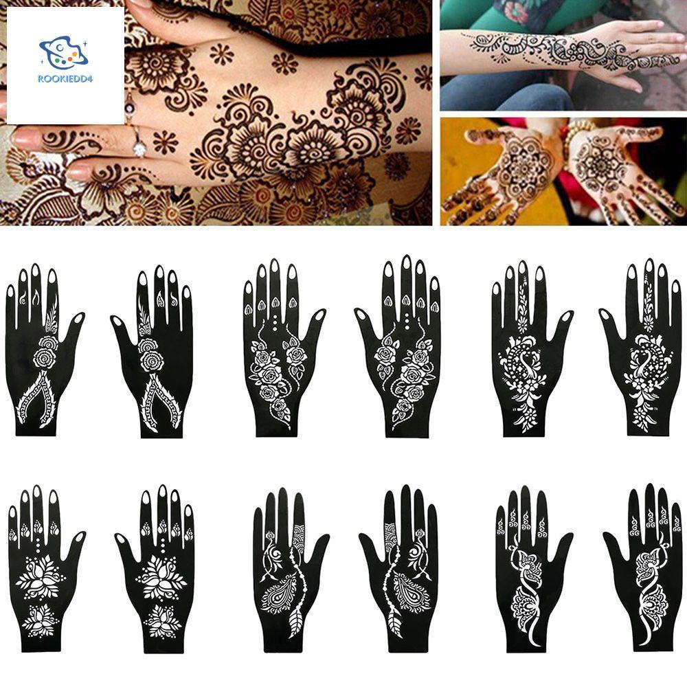 ROOKIEDD4 Tattoo Stencil Professional งานแต่งงานเครื่องมือมือเท้าชั่วคราว Tattoo Henna Stencil