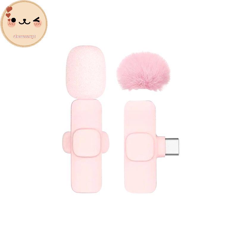 Chee สีชมพูไร้สาย Lavalier ไมโครโฟนแบบพกพาการบันทึกวิดีโอไมโครโฟนขนาดเล็กสําหรับโทรศัพท์ Android PC กล้องสดโทรศัพท์สําหรับเล่นเกม EN