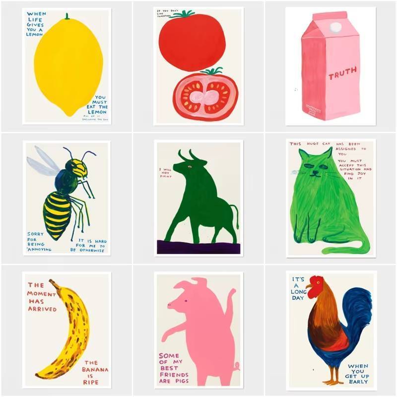 Minimalist Whimsical Canvas Wall Art Frameless กันน้ํามะนาวและมะเขือเทศพิมพ์สําหรับตกแต่งห้องครัว