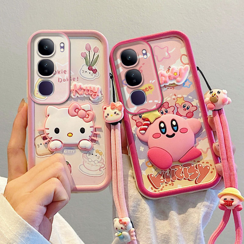 เคสโทรศัพท์สุภาพสตรีสไตล์กันกระแทกรวมทุกอย่างขอบซิลิโคนเทป Lanyard vivo y05 y11d y21d y31d y27 y27s 