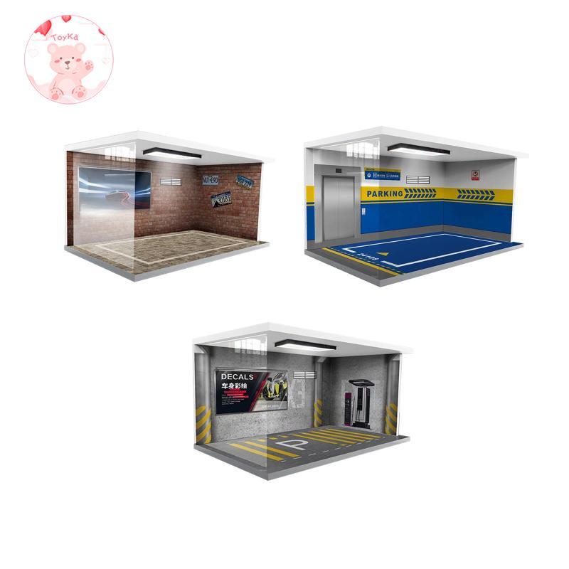 [Whbadguy] 1/18 Garage Diecast Display Case ฉากยานพาหนะของเล่นพร้อมไฟ 15.75 X 9.45 X 7.87