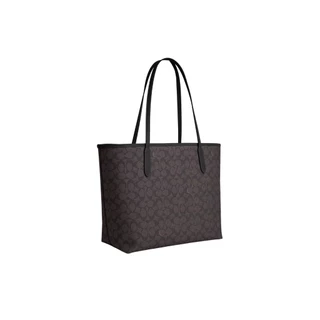 Coach City Tote Bag In Signature Canvas With Gold Hardware Black | ของแท้ ตรวจสอบโดย SASOM