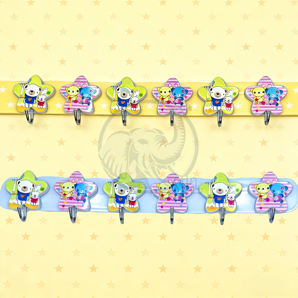 ตะขอติดผนังรูปดาว ลายน่ารัก  พร้อมส่งทุกวัน 1แผง มี6ตะขอ No.1406 ราคา ถูกที่สุด ดีลบีเคเค แกลเลอรีภาพที่ 4
