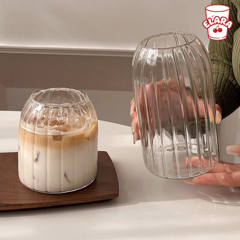 แก้วกระจกรูปทรงโค้ง 540/750ml | แก้วกาแฟเย็น ชานม น้ำผลไม้ สไตล์อินสตา ปลอดสารตะกั่ว เหมาะบ้าน