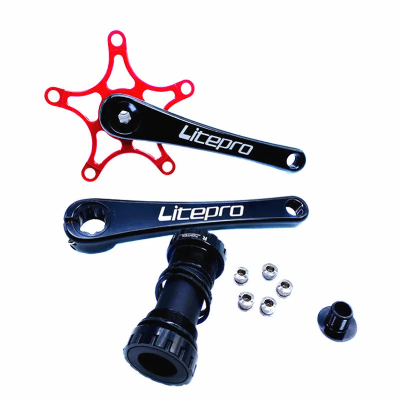 Litepro จักรยานแบบบูรณาการ Hollow Crank 412 น้ําหนักเบาสําหรับ Brompton จักรยานพับ Crankset อลูมิเนี