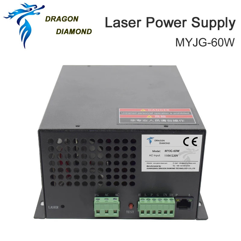 MYJG Series 60W Co2 เลเซอร์แหล่งจ่ายไฟ 110V/220V สําหรับ Co2 เลเซอร์แกะสลักและเครื่องตัด