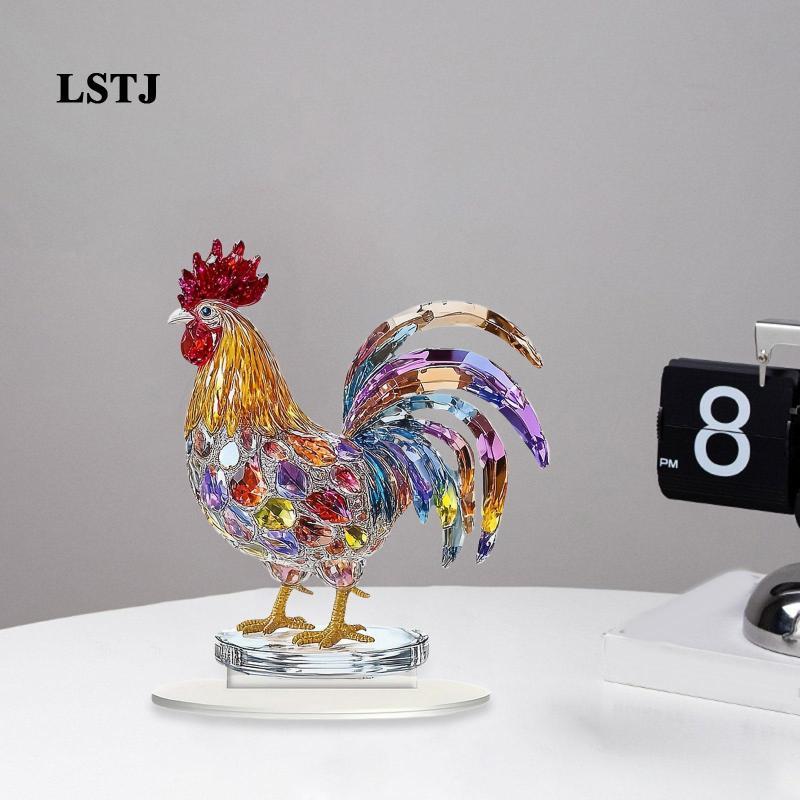 [Lstjj] 2D Rooster ป้ายอะคริลิคจอแสดงผลเดสก์ท็อป Art Craft ตาราง Centerpiece ป้ายแบนพร้อมฐานสําหรับ 