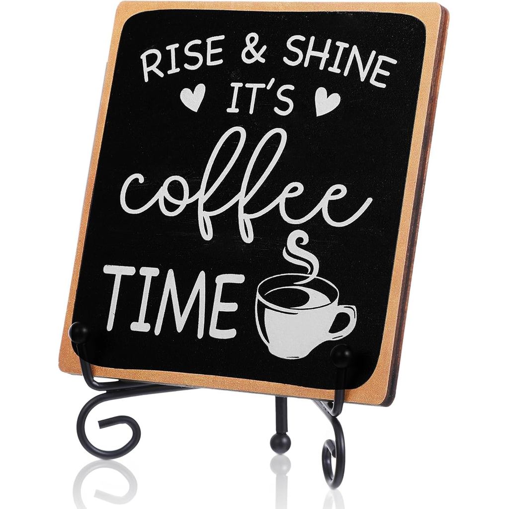 ป้ายกาแฟไม้ Rise & Shine Its Coffee Time Decor อุปกรณ์บาร์ตลกอุปกรณ์ตกแต่ง Farmhouse Wood Plaque พร้