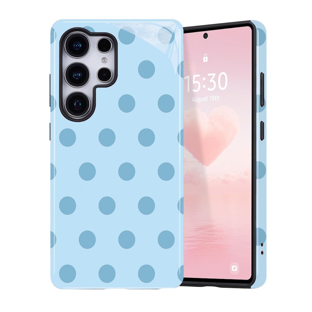 เคสโทรศัพท์ลายจุดสีฟ้าสําหรับ Samsung S26 S23 S24 S25 Plus Ultra A16 A26 A36 A56 5G สองชั้นปกหลัง ราคา ถูกที่สุด ดีลบีเคเค