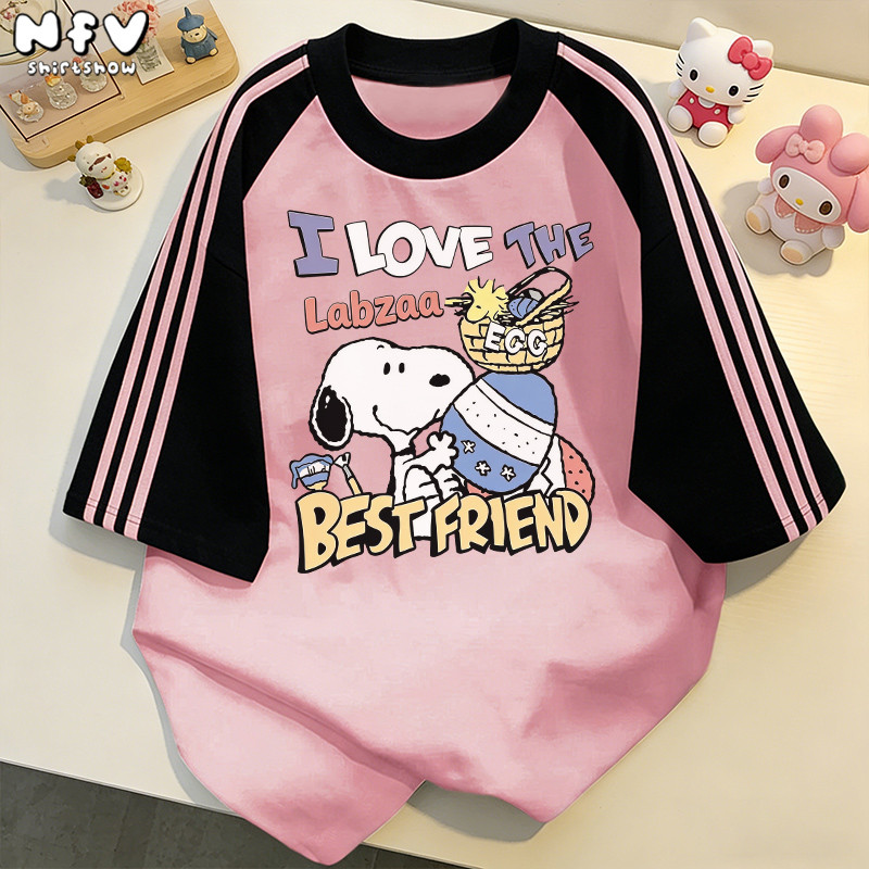 【จัดส่งตลอด 24 ชั่วโมง】NFV สไตล์เกาหลี💖เสื้อยืดเปล่า เสื้อยืดทรงหลวม ดีไซน์คลาสสิค Snoopy ระบายอากาศ YG4564