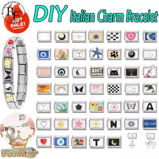 Hot Blue Evil Eye สร้อยข้อมืออิตาเลี่ยน Charm Fit 9 มม.สร้อยข้อมือสแตนเลส DIY เครื่องประดับทําอุปกรณ์เสริม Retro บุคลิกภาพโมดูลสร้อยข้อมืออุปกรณ์เสริม