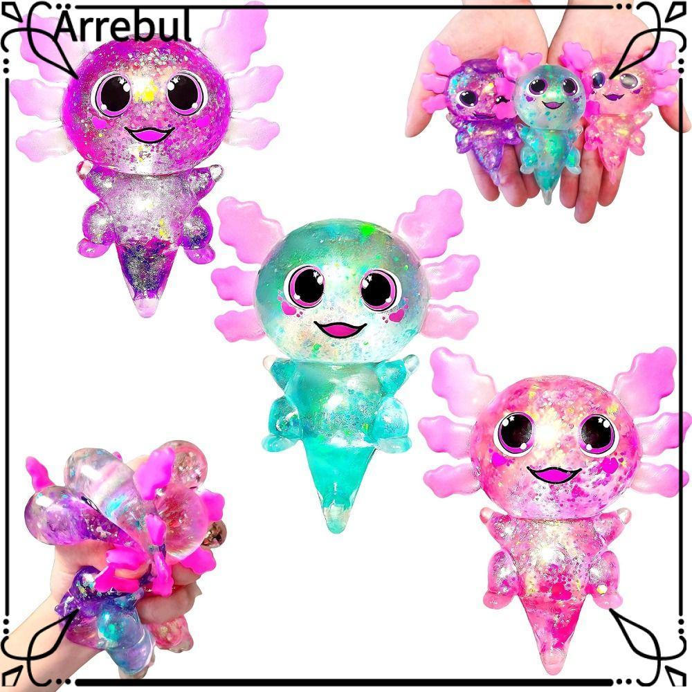 ARREBUL Squishy Stress Glitter, Glitter Soothing Texture Axolotl Squishy ของเล่น, น้ําตาลน่ารักรูปน่