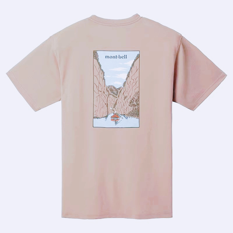 เสื้อยืดฤดูร้อนแขนสั้นพิมพ์ลายภูเขารอบคอกว้าง สไตล์เกาหลีสำหรับทั้งผู้ชายและผู้หญิง ดีไซน์เรียบง่ายและคุณภาพเยี่ยม