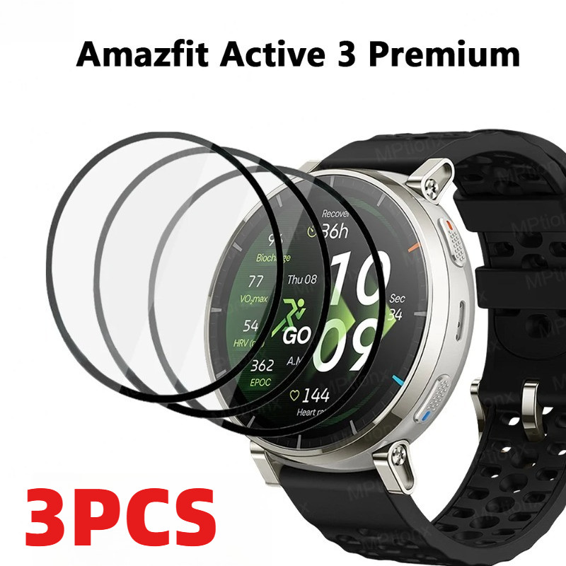 1-3 ชิ้นโค้งฟิล์มกระจกนิรภัยสําหรับ Amazfit T-Rex Ultra 2 3 Pro Black Edge Screen Protector สําหรับ Amazfit Active Edge 3 Premium Anti-Fingerprints HD ฟิล์มแก้ว