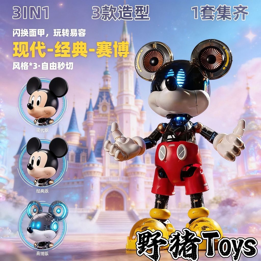 CC Cyber Mickey ประกอบของเล่นของขวัญ Disney Cyber Donald Duck เดสก์ท็อปอินเทรนด์โมเดลของเล่น 9.5