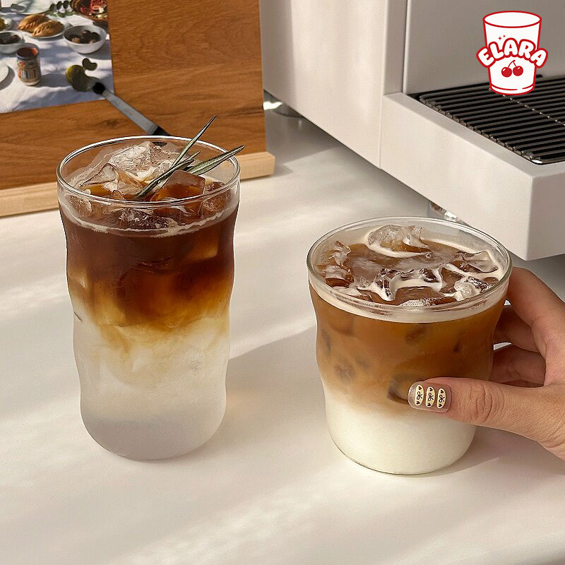 แก้วกาแฟใสสไตล์มินิมอล แก้วน้ำแก้วใส ทรงเกาหลี สำหรับลาเต้/ชา/น้ำผลไม้ มี 2 ขนาด 355ml / 450ml