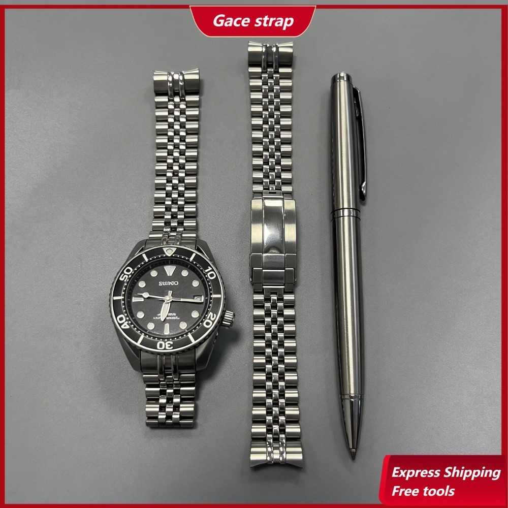 สําหรับ 20mm Seiko Prospex SPB101J1 SUMO Basel 200M SPB103 SPB181 Silver Jubilee WatchBand Strap Cur