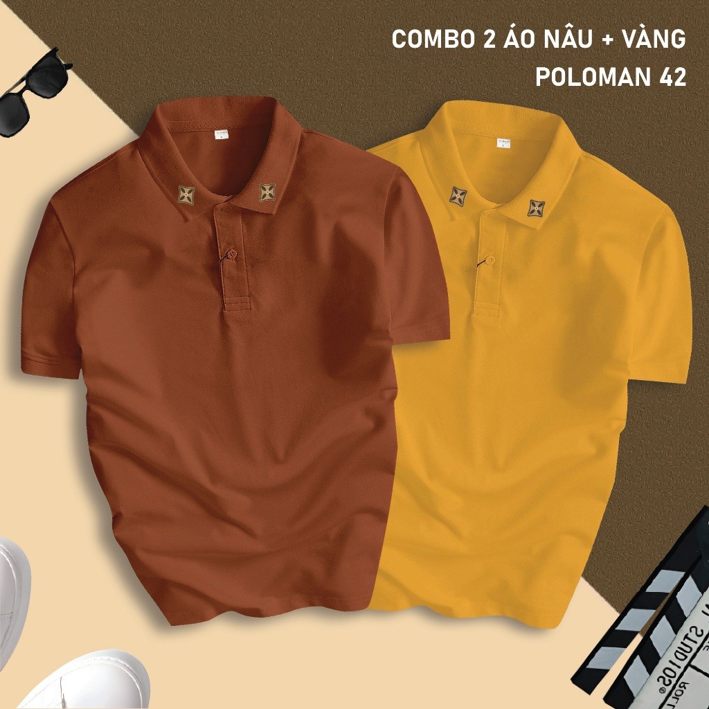 Combo 2 เสื้อโปโล PLM 42 ผ้าจระเข้ 4 ทิศทางที่สวยงามมาก Unisex ผู้ชายแบบไดนามิก Cool Menswear พร้อมค