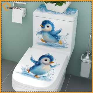 HOME Swimming Little Penguin Toilet Stier, กันน้ําแบบมีกาวในตัว, รูปลอกตกแต่งห้องน้ํา, ที่หุ้มที่นั่งชักโครก Stier TH