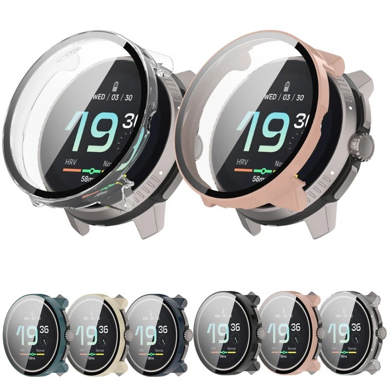 นาฬิกาป้องกันหน้าจอสําหรับ Suunto Race2 กระจกนิรภัย + PC กรณีกรอบกันชนสําหรับ Suunto Race 2 รอบ Hard