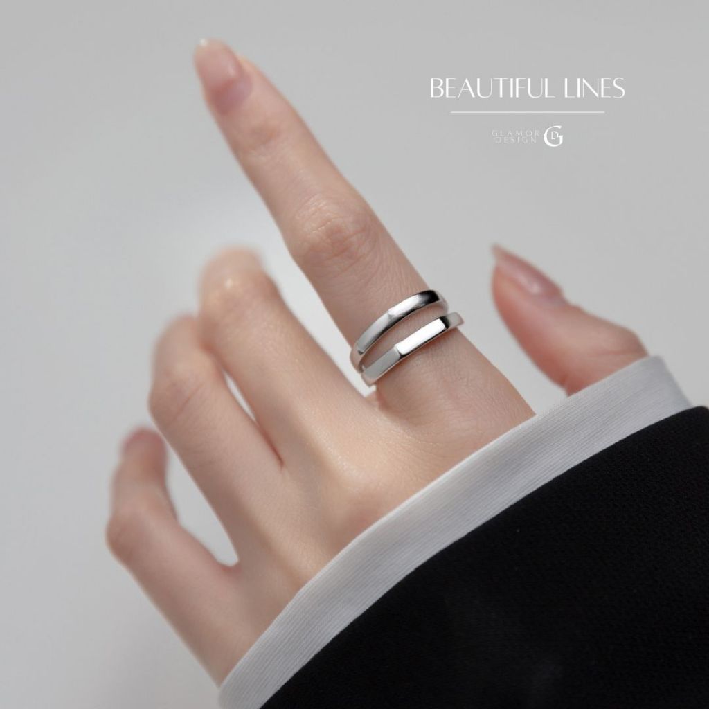 GLAMOR✨แหวนเงินแท้ Beautiful Lines แหวนคู่รักดีไซน์มินิมอล เงินแท้925 สำหรับทั้งชายและหญิง J024