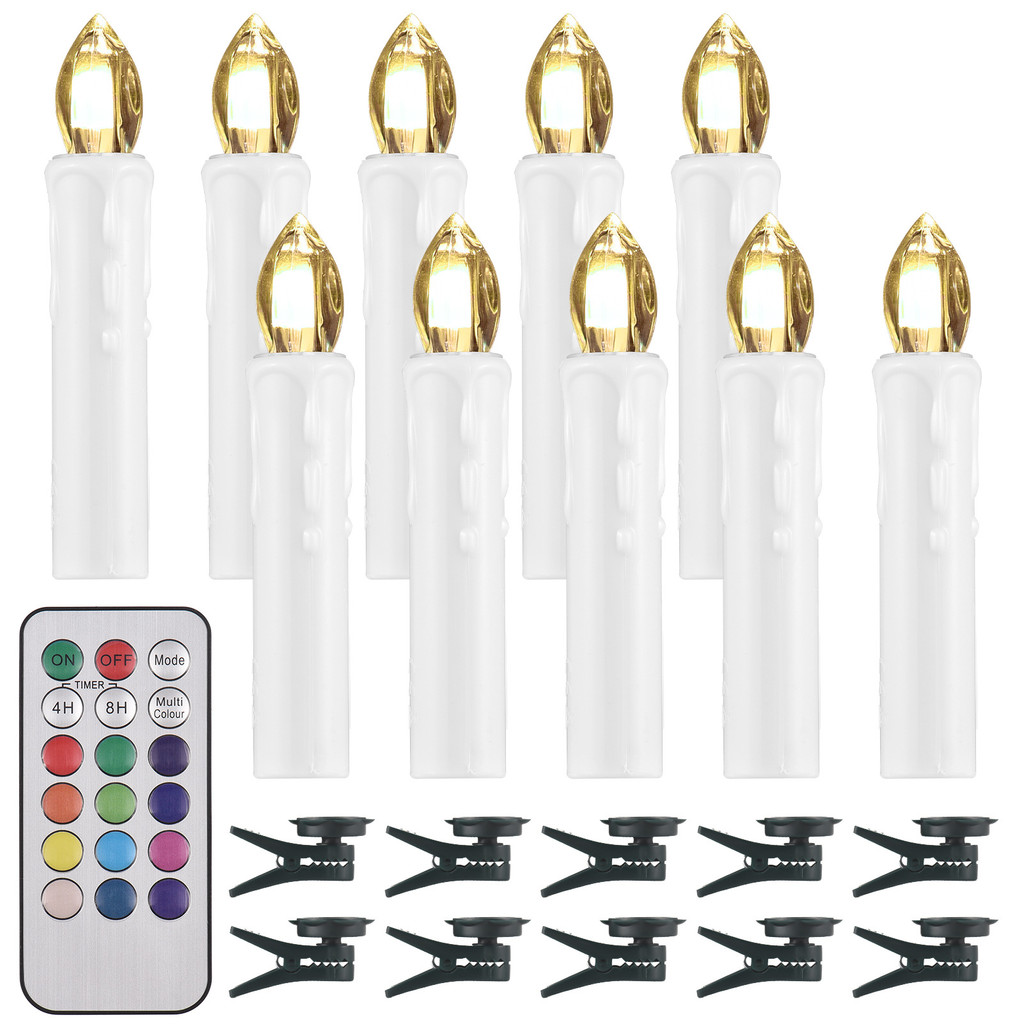 Halloween Party LED Electronic Candle Light Christmas Tree Clip-on Rod Candle with Colorful Light an