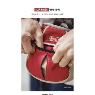 Retro Men American Mountain Style Chalk Bag Outdoor Crossbody Bag Red Portable Open Top Storage Bag