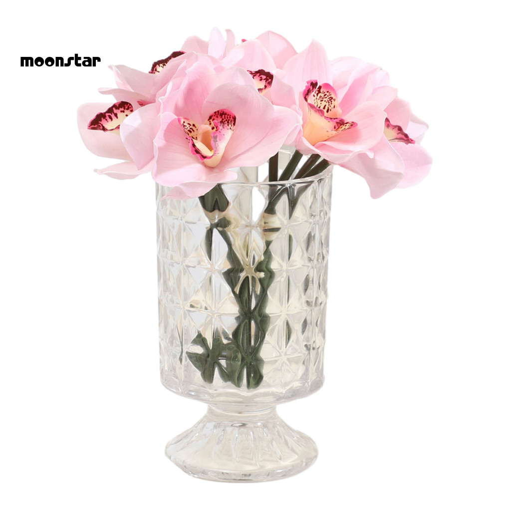 MOO ดอกไม้ไล่ระดับสีธรรมชาติ Faux Orchid Plant 4 Bundles Real Touch Phalaenopsis Orchid ดอกไม้ปลอม O