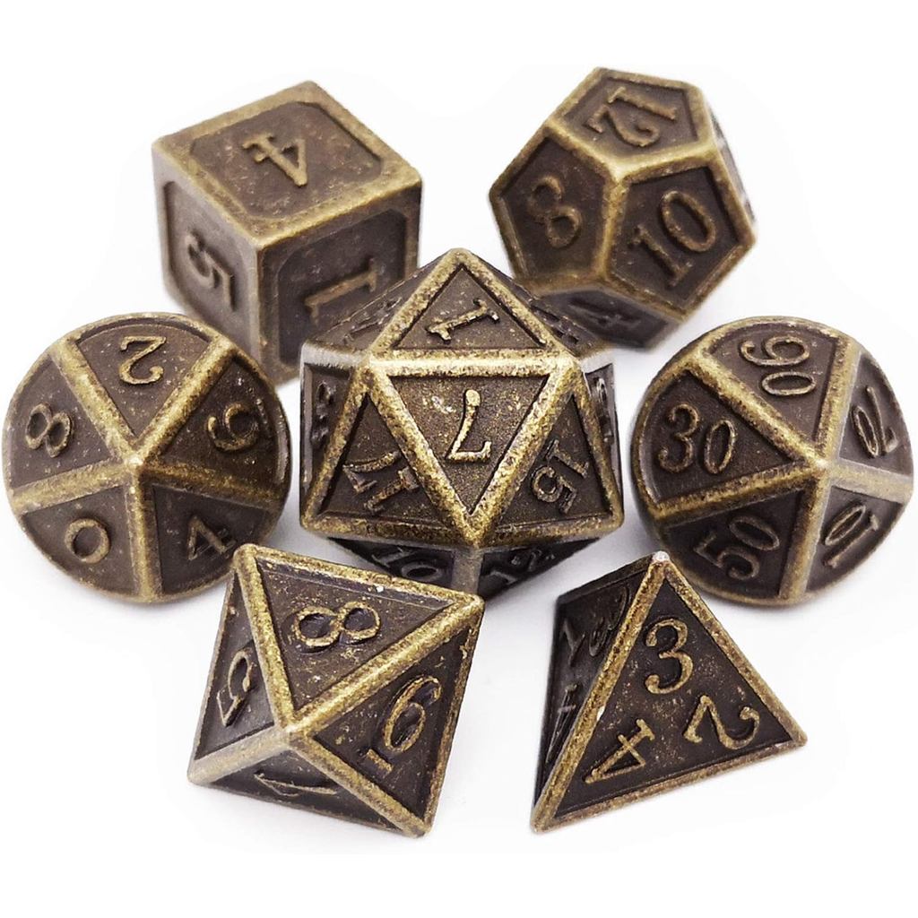 Haxtec DND โลหะลูกเต๋าชุด 7PCS D & D ลูกเต๋า D20 D12 D10 D8 D6 D4 ใช้งานร่วมกับ Dungeons และ Dragons