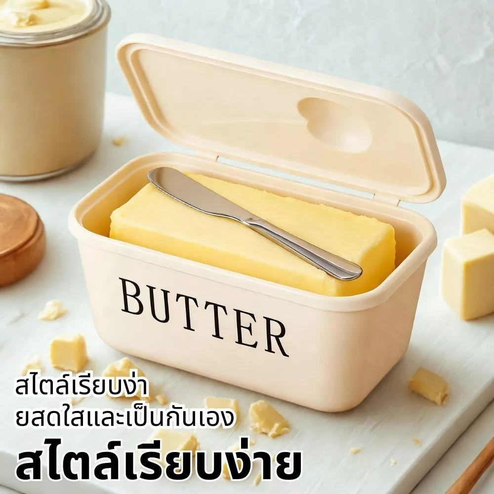 Butter Container Food Grade PP Box กล่องเก็บเนยปิดผนึก พร้อมมีดตัดเนย อุปกรณ์ครัวเรือน สำหรับร้านอาหาร โต๊ะอาหาร