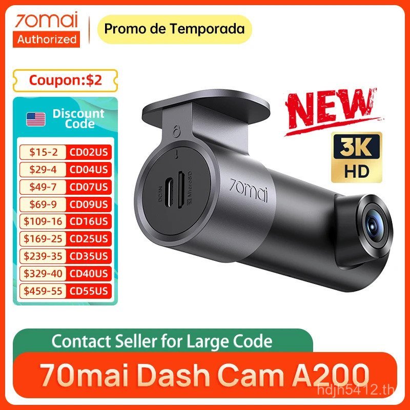 70mai Dash Cam M310 Plus 3K WDR รถ DVR ไดรฟ์มั่นใจด้วยการตรวจจับการชนและ 24H ป้องกันที่จอดรถควบคุมเส