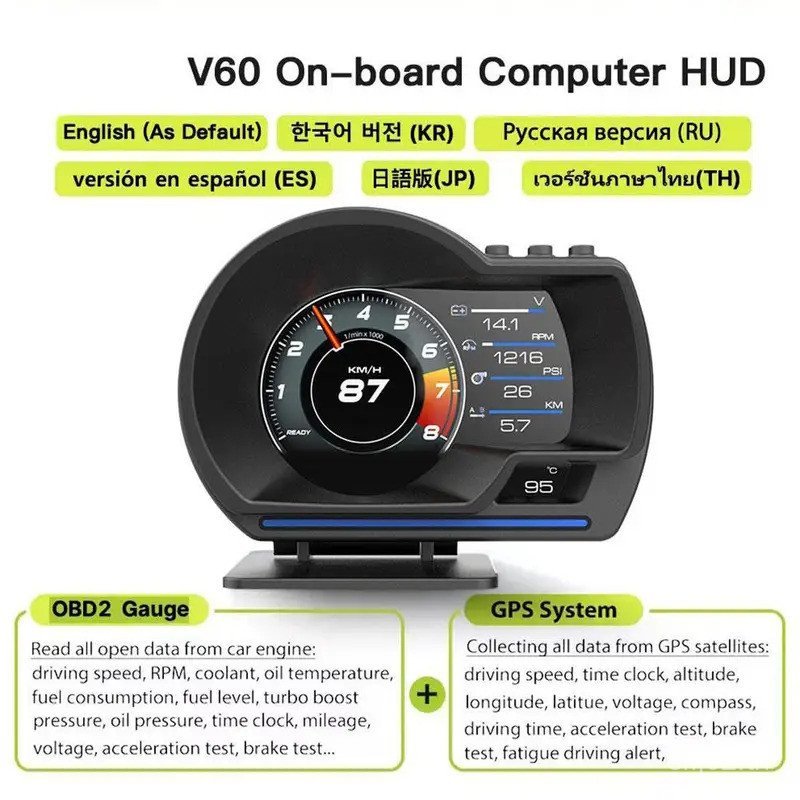 ใหม่ล่าสุด A501 OBD2 รถ Head Up จอแสดงผล HUD สมาร์ทรถเมตรดิจิตอล RPM Gauge Auto Temp Security Turbo 