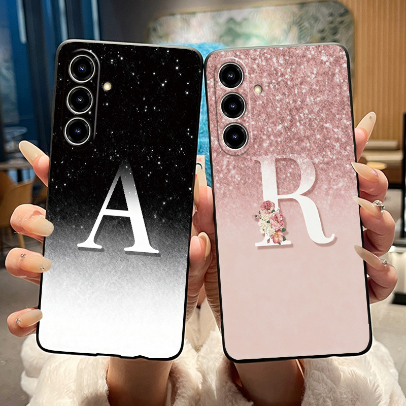 เคสโทรศัพท์สําหรับ ZTE Blade V80 Max/Nubia V80 Max Jelly ซิลิโคนสีดํา Anti-scratch Soft Casing ตัวอักษรเริ่มต้นที่สวยงามพร้อมเปลือกลายดอกไม้