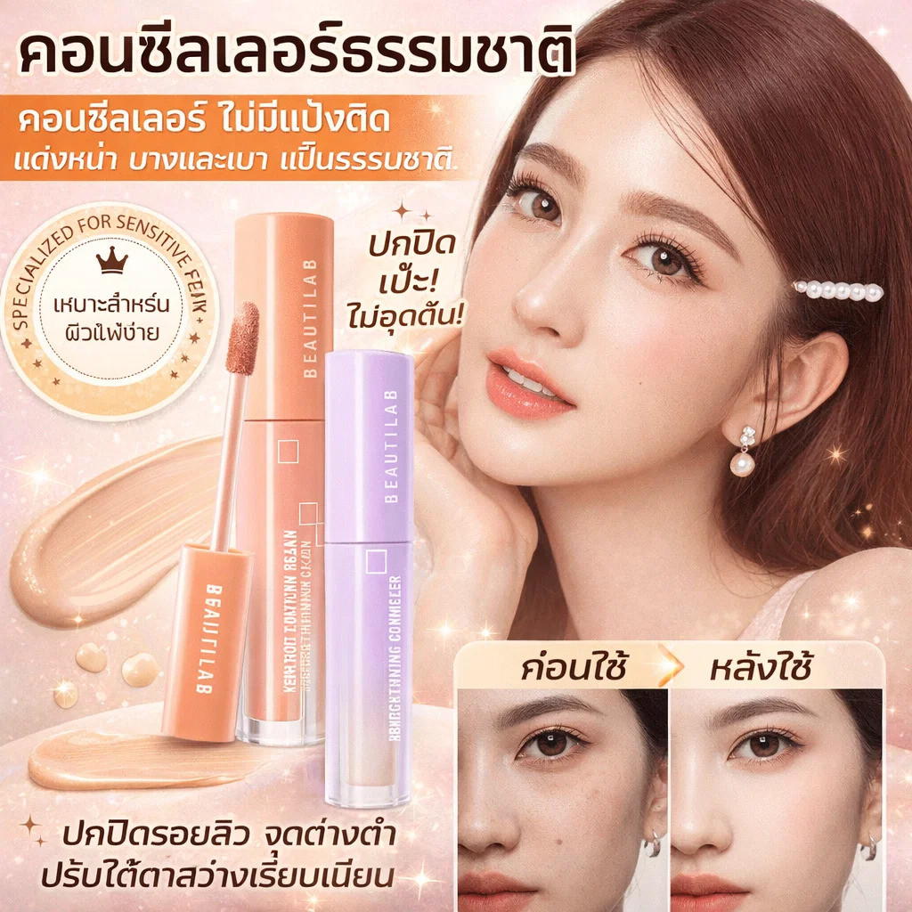 💥ลด 50%/COD💥 คอนซีลเลอร์เนื้อลิควิดบางเบา - ปกปิดจุดด่างดำได้อย่างมีประสิทธิภาพ ปรับสีผิวให้สม่ำเสมอ กันน้ำ กันเหงื่อ ติดทนนาน ไม่เลอะง่าย เนื้อบางเบา/ปกปิดรอยคล้ำใต้ตา รอยแผลเป็น