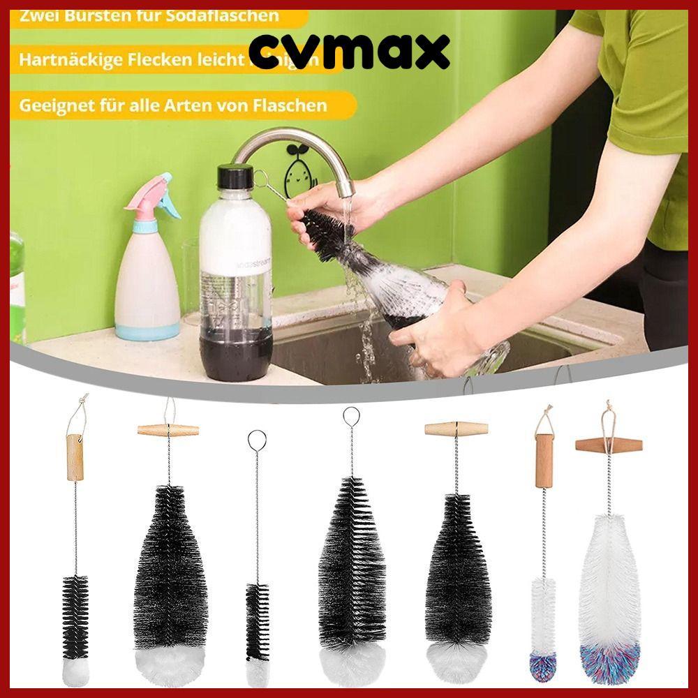 CVMAX Soda Stream แปรงขวด,เครื่องมือทําความสะอาดห้องครัวพร้อมที่จับ Beechwood Glassware Jars ทําความ