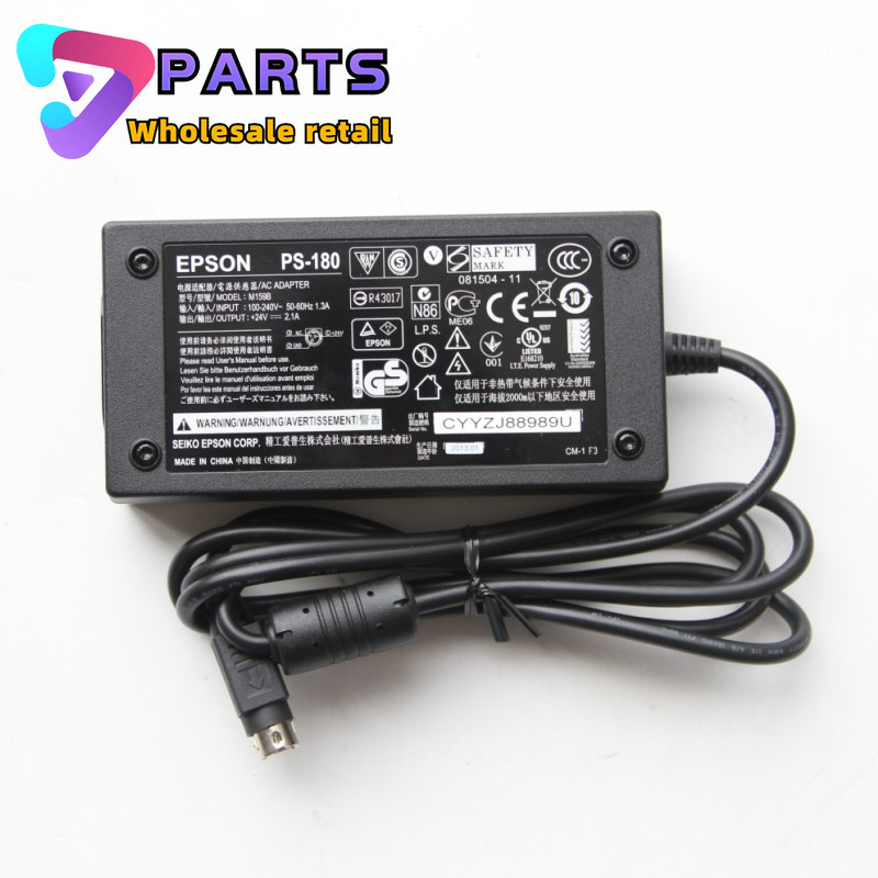 แหล่งจ่ายไฟ (มือสอง) สําหรับ Epson TM-U220 U288 M188B M235B Power Adapter PS-180 24V 1A 2A