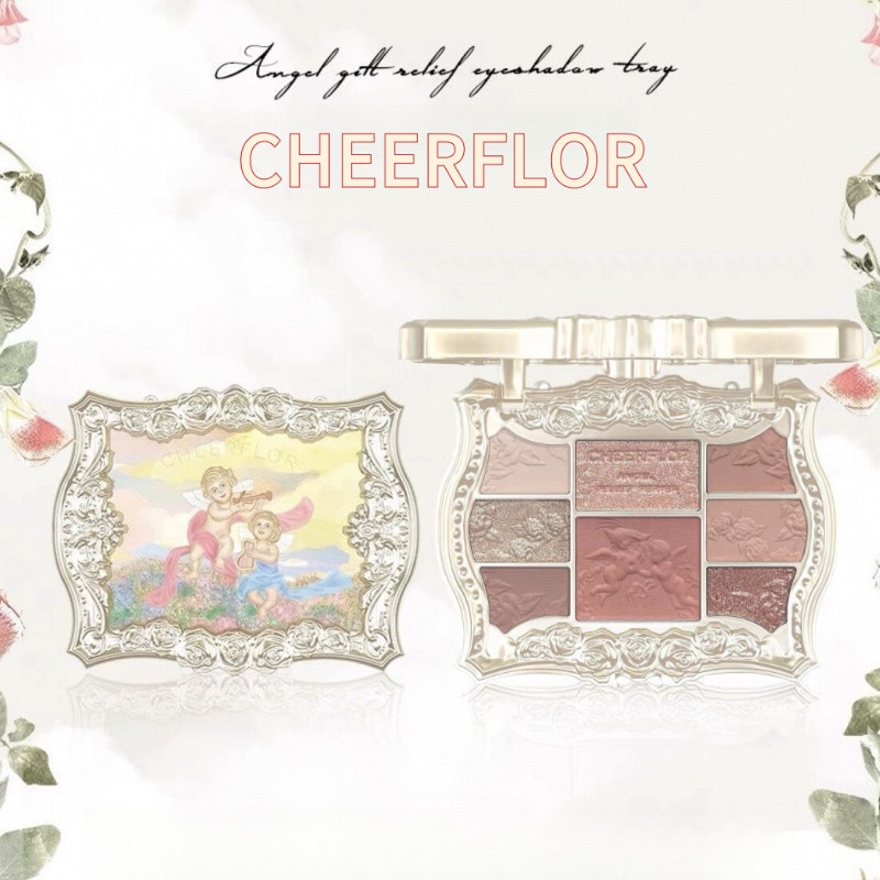 CHEERFLOR พาเลทอายแชโดว์ พาเลทอายแชโดว์ Contouring Matte De-Puffing Highlighter Angel Apocalypse พาเลทอายแชโดว์แปดสีพร้อม Matte Highlighter face