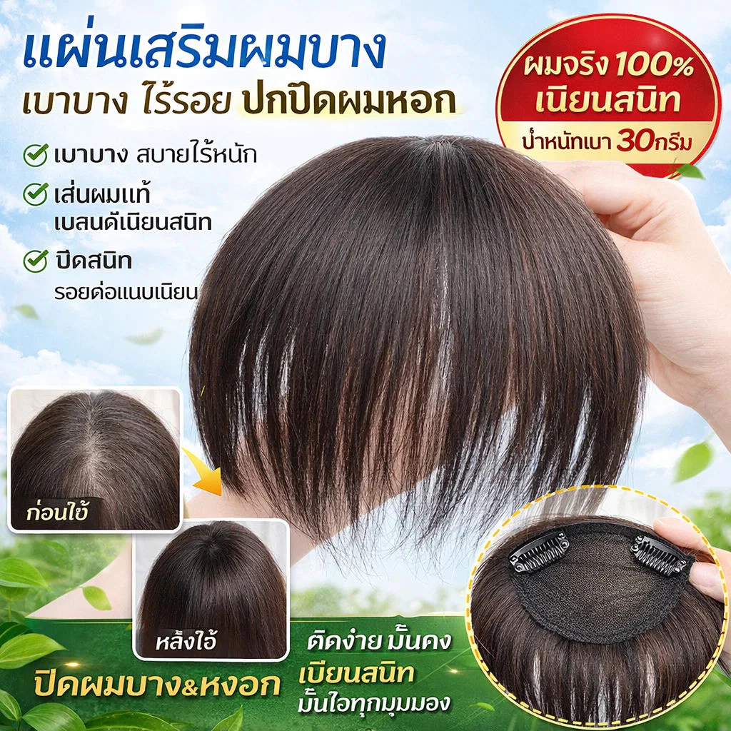 จัดส่งฟรี🔥วิกผมแท้เต็มชิ้น วิกผมเต็มชิ้น ทำจากผมมนุษย์ 100% เต็มชิ้น วิก แฮร์พีชทดแทนด้านบน วิกสำหรับผู้หญิงทุกวัย สำหรับโอกาสพิเศษ ฐานระบายอากาศได้ดี สวมใส่สบาย