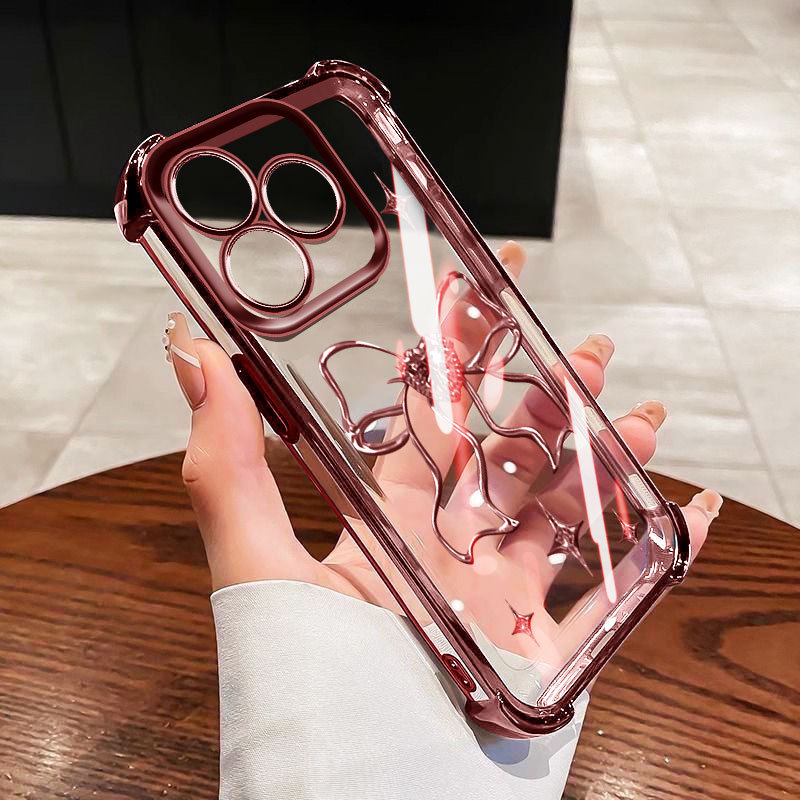 YBD Anti Fall สี่มุมสําหรับ OPPO A5i A5 Pro A5X A3X 4G 5G Clear เคสโทรศัพท์ Hollow Out การ์ตูนรูปแบบตัวอักษร