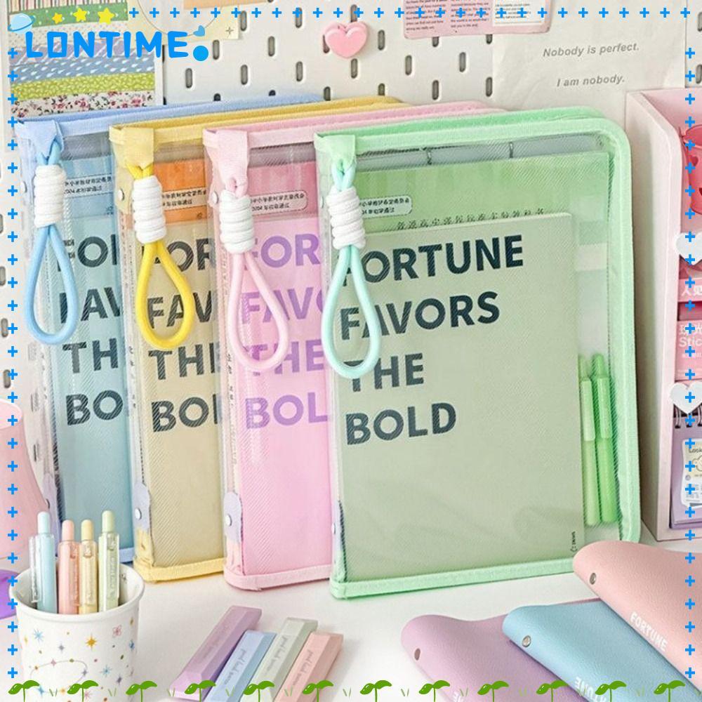 กระเป๋าเครื่องเขียน LONTIME,|สไตล์กันน้ําแฟ้มออแกไนเซอร์กระเป๋าซิปปิดความจุขนาดใหญ่ผลงานกระเป๋านักเรียนใช้