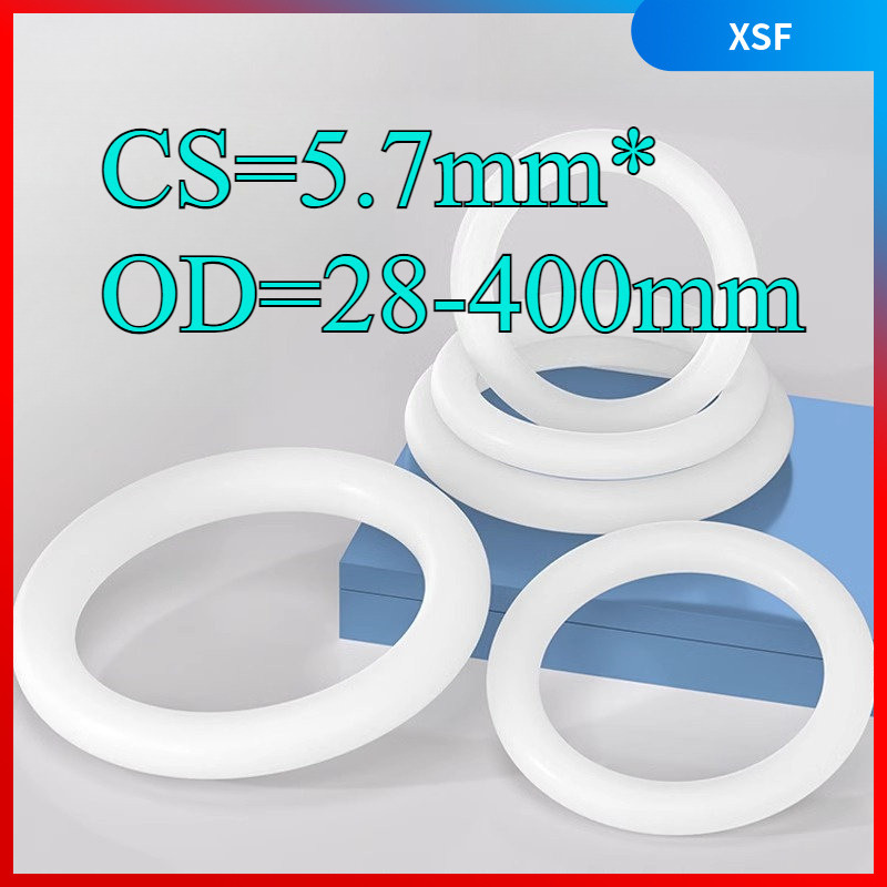 ปะเก็นโอริง CS5.7mm*OD28-400mm O-แหวนซิลิโคนสีขาวซีลเกรดอาหารซีลกันน้ําแหวนยางปะเก็นยืดหยุ่นXSF-SS-S