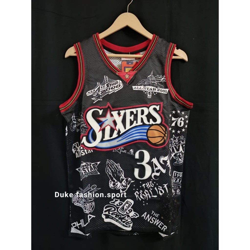 เย็บปักถักร้อย Philadelphia 76ers 3 Allen Iverson Jersey เสื้อบาสเก็ตบอล