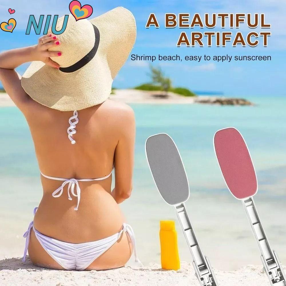 NIUYOUJS Backs Lotion Applicator, Back Self-Tning ยาวโค้ง Handle ครีมกันแดด Ointment Applicator, Creative Reusable ขยายพับกลับครีม Aid Men & Women
