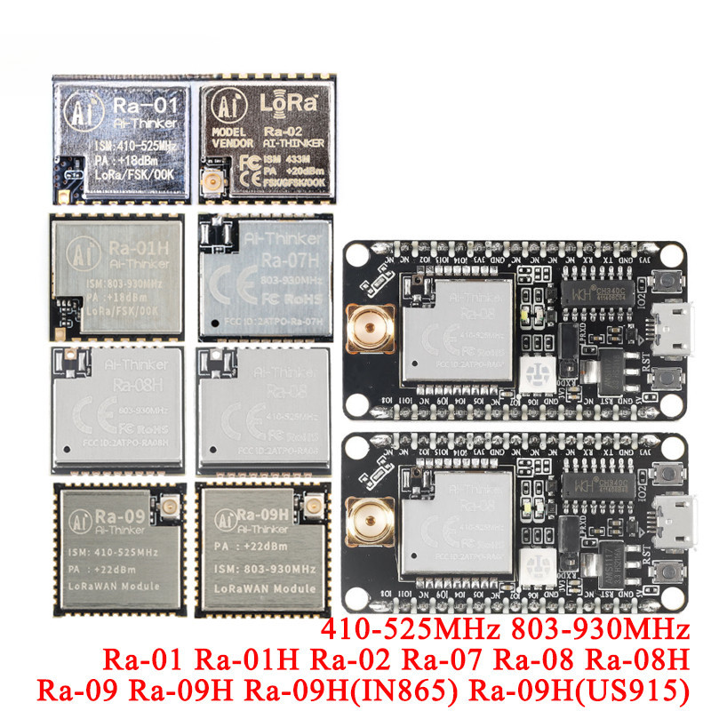 Ra-08 Ra-08H LoRaWAN บอร์ดพัฒนาโมดูล LoRa WAN Ra-01 Ra-02 Ra-07 Ra-09H 410-525MHz 803-930MHz MCU SMA