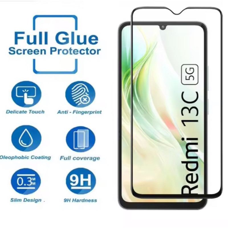 ฟิล์มกระจก นิรภัย เต็มจอ Redmi 13C ฟิล์มกันรอย ฟิล์มกันจอแตก มีคุณภาพ ฟิล์มเรดมี่13C