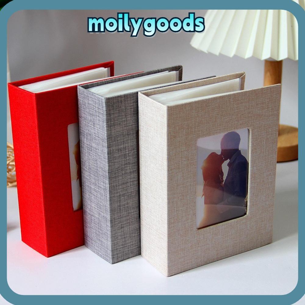 MOILYHD Photo Album, 4x6 Photos DIY Writable Small Scrapbook Album, ปกผ้าลินิน 100 Pockets Slip-in P