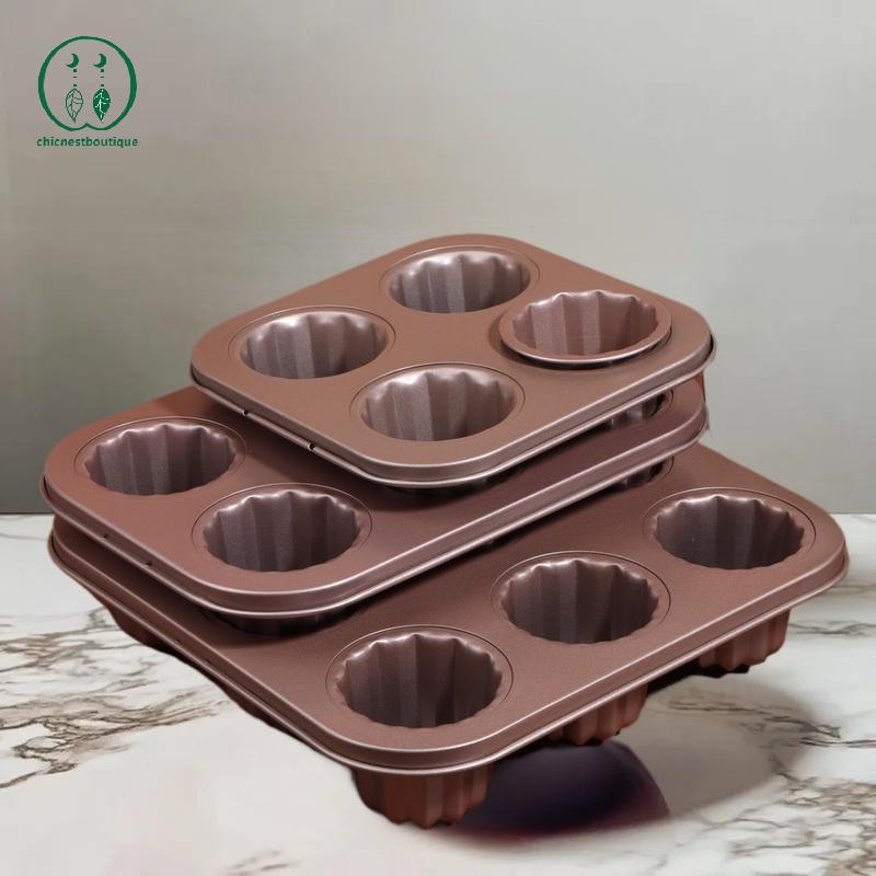 [Chicnest] 1/4/6/9 หลุม Non-Sti แม่พิมพ์เค้กมัฟฟินขนาดเล็ก Bakeware Cupcake เหล็กคาร์บอน Pastry Mould Mini Cupcake Holder BU