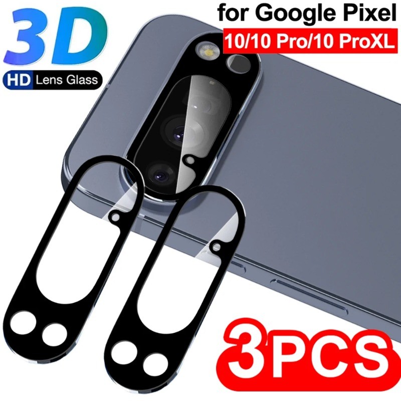 3 ชิ้นฝาครอบเลนส์ป้องกันหน้าจอฟิล์มแก้วสําหรับ Google Pixel 10 9 Pro XL สีดําขอบกล้องเลนส์สําหรับ Google Pixel9 Pixel10 Pixel10Pro XL โทรศัพท์ปกหลังเลนส์กันชน